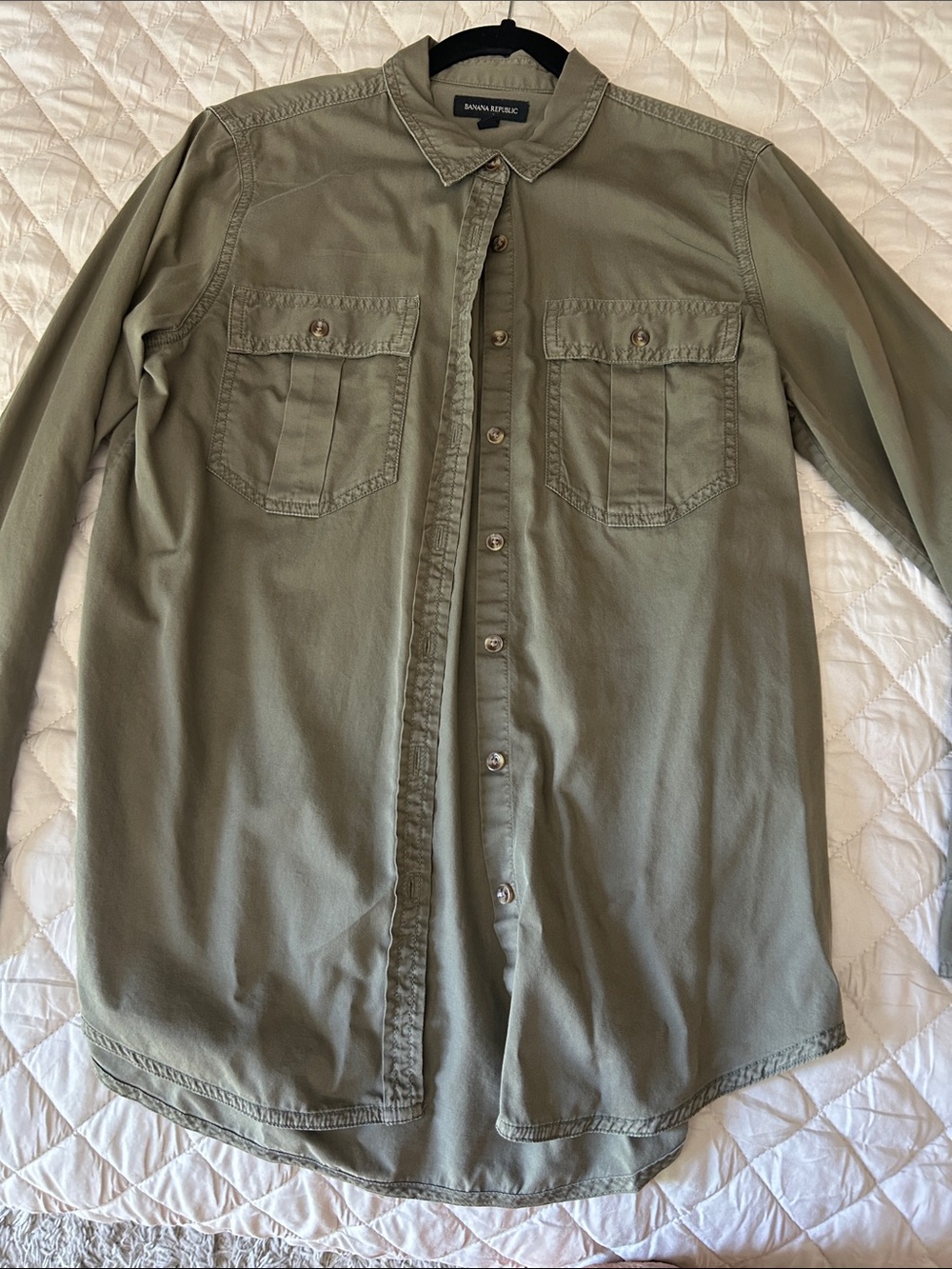 Banana Republic Olive Green Button-Front Jacket Shirt